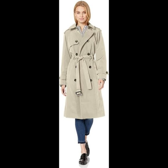 London Fog Women's 3/4 Length Double-Breasted Trench Coat with Belt